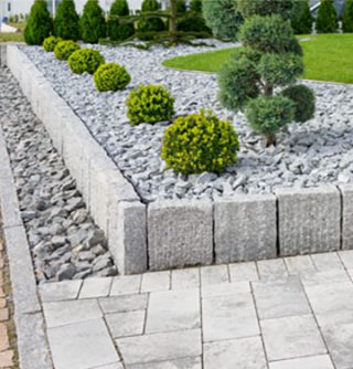 The photo of bricks used for Garden Edging